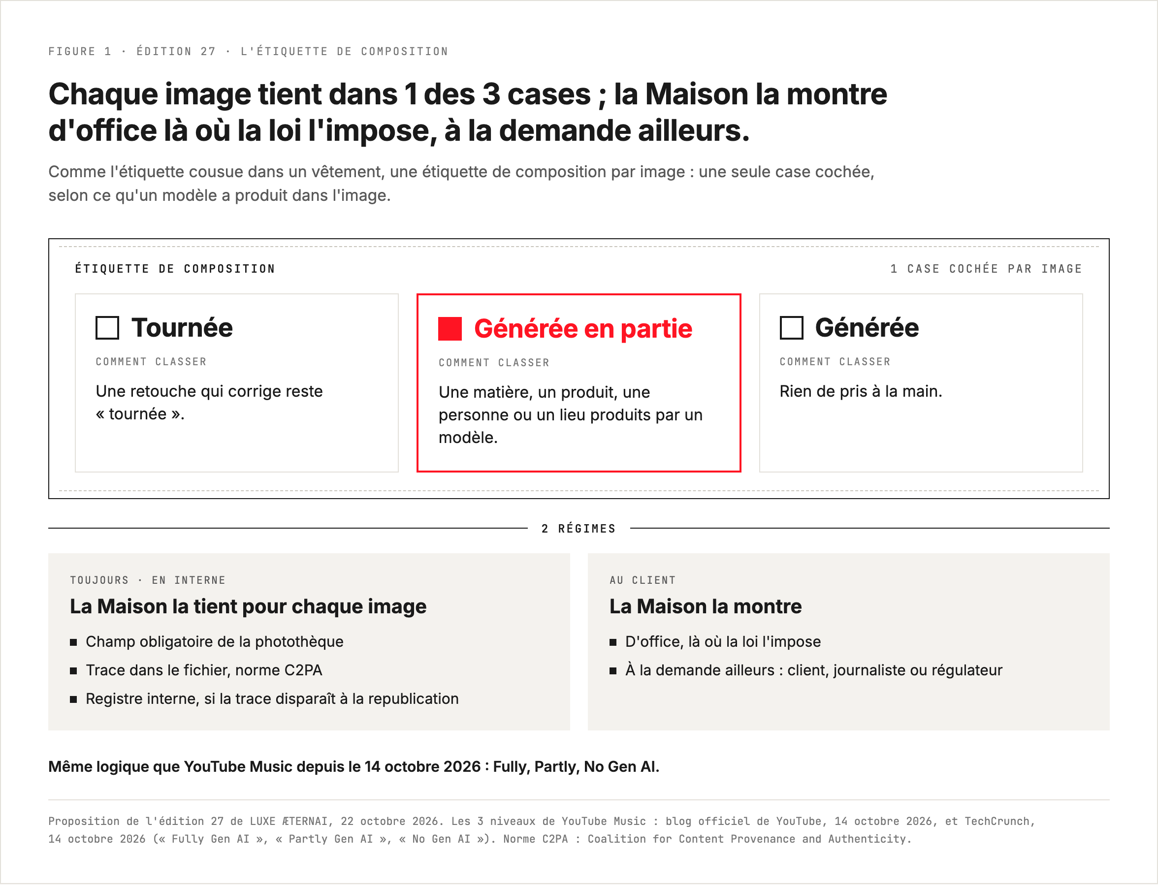 L'étiquette de composition d'une image : tournée, générée en partie, générée